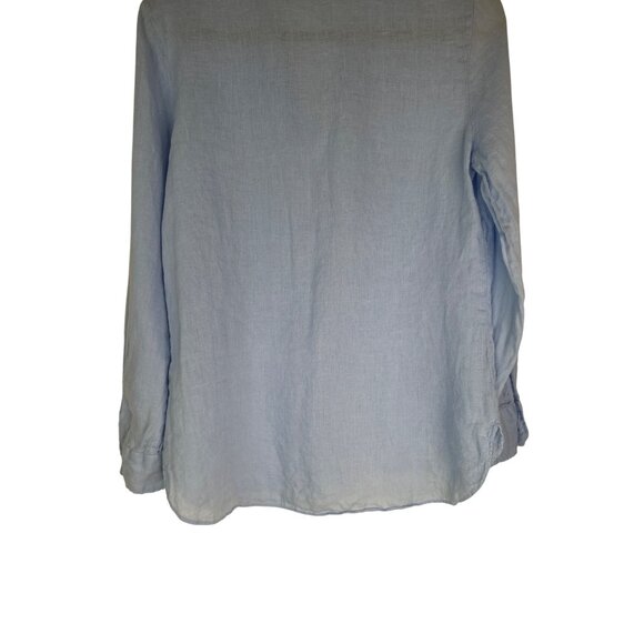 2/$30 ZARA Womens Light Blue Linen Button-Up Long Sleeve Shirt - Picture 9 of 10